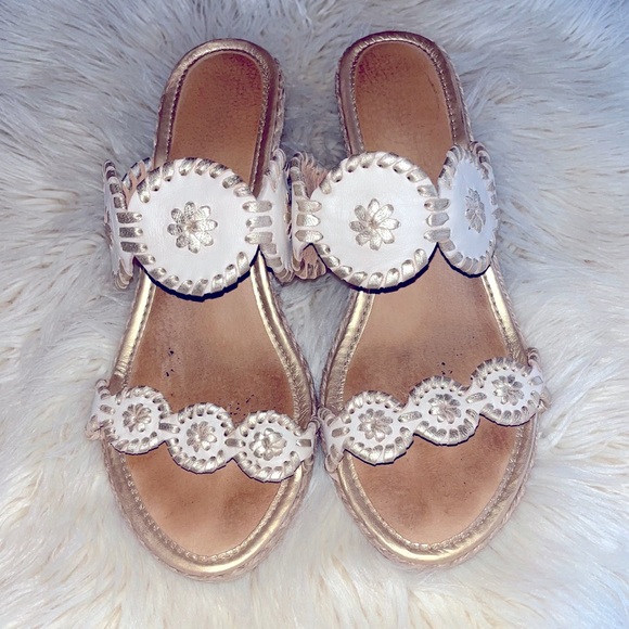 Jack Rogers -Ivory and Gold Wedge - Size 9 - Picture 2 of 4